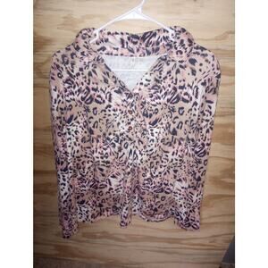 Women's Cato Long Sleeve Leopard Top Collared 18/20
